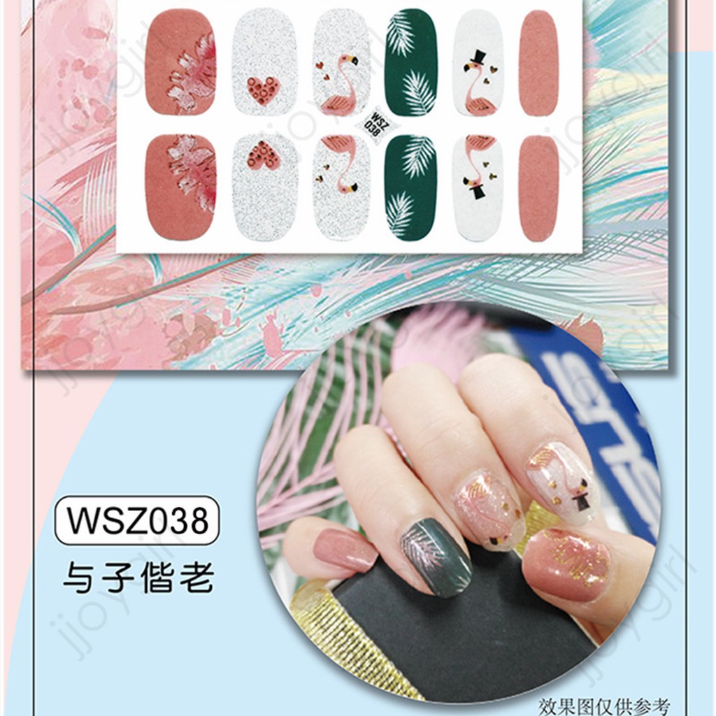 WSZ 3D Nail Sticker Kuku Motif Stiker Kuku Glitter Hiasan kuku DIY Waterproof Nail Art Manicure