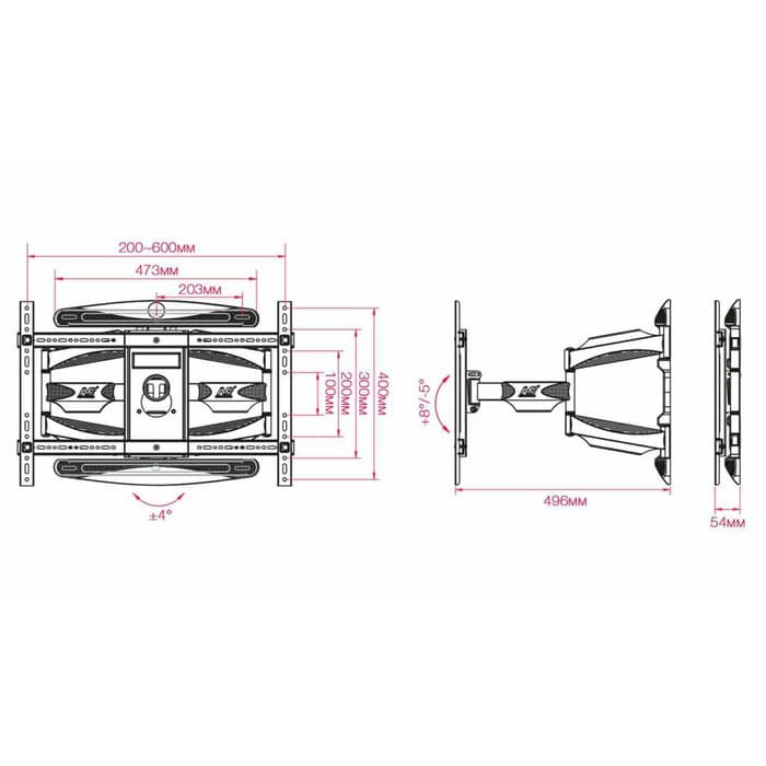 Bracket TV NB-P6 (Dua Lengan) 60&quot; - 70&quot; ori