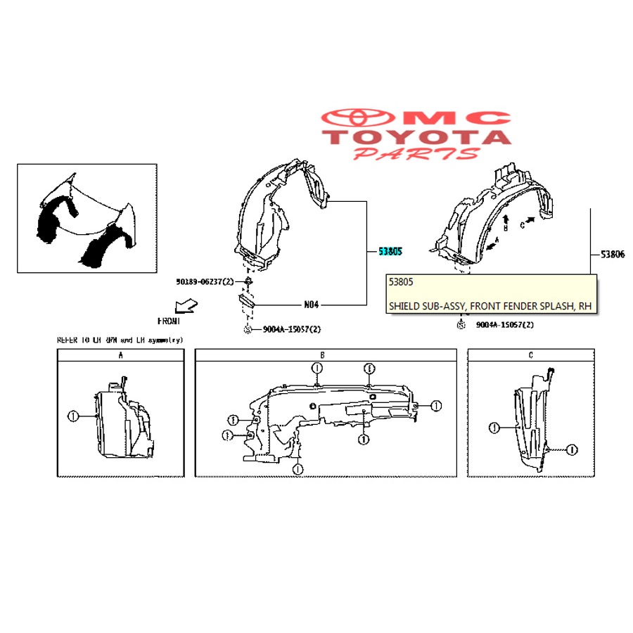 Liner Fender/Spakbor Depan Kanan New Rush Terios 53805-BZ110