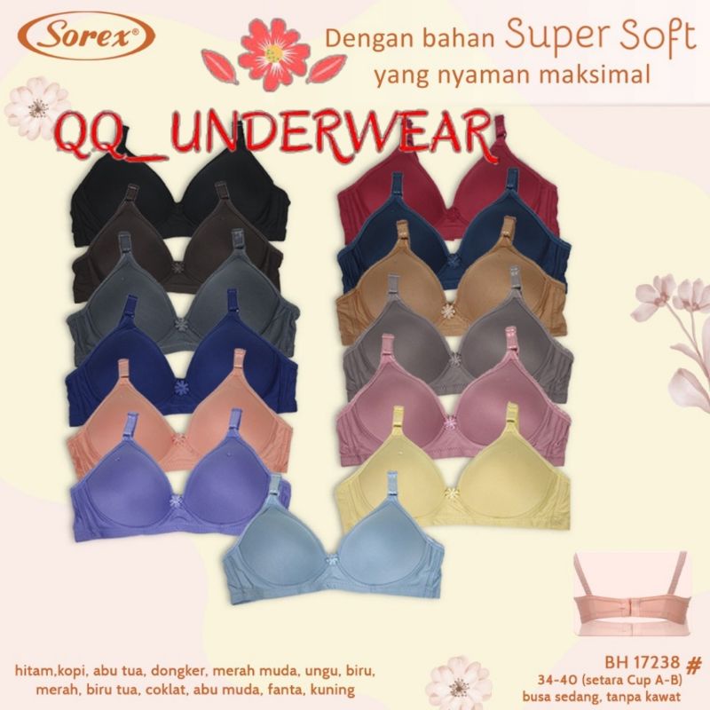 Bra Sorex 17238 Bh Tanpa Kawat Busa Tipis Size 34-40 Kait 2 / BH Sorex 17238 Super Soft Terlaris / Bh Sorex 17238 / Bra Sorex 17238