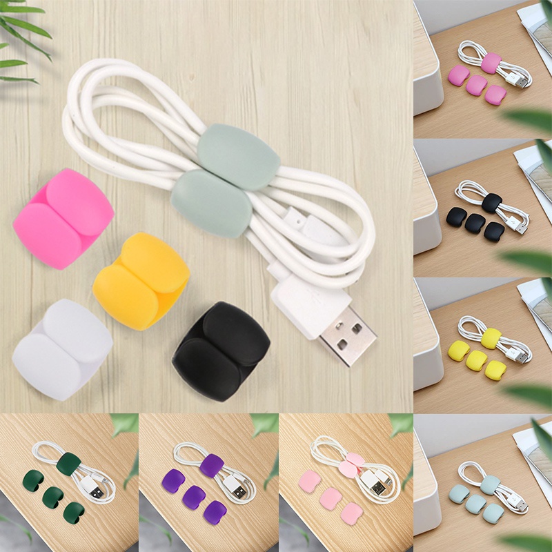 4pcs Klip Holder Kabel USB Charger Bentuk Bulat Untuk Meja