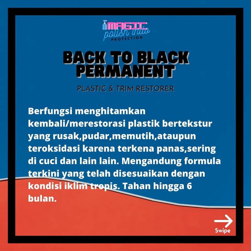 BTB Back To Black Permanen/Penghitam Body Permanen Motor/Mobil By Magic Polish Indo Black to Black