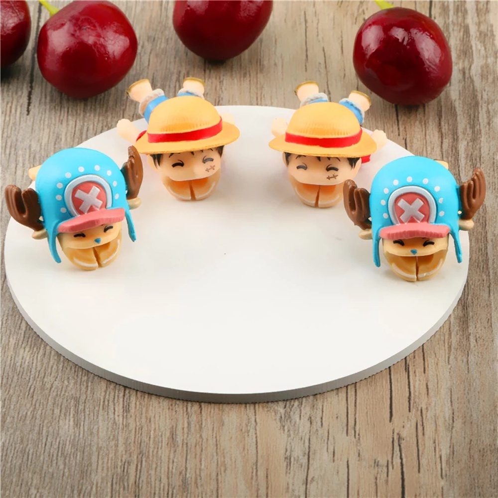 QUINTON Mobile Phone Accessories Cable Bite Protector Winder Chompers Cable Organizer Monkey D Luffy Usb Cable Protector Mobile Phone Cables Cartoon Charger Wire Holder Vinsmoke Sanji for Gift Roronoa Zoro