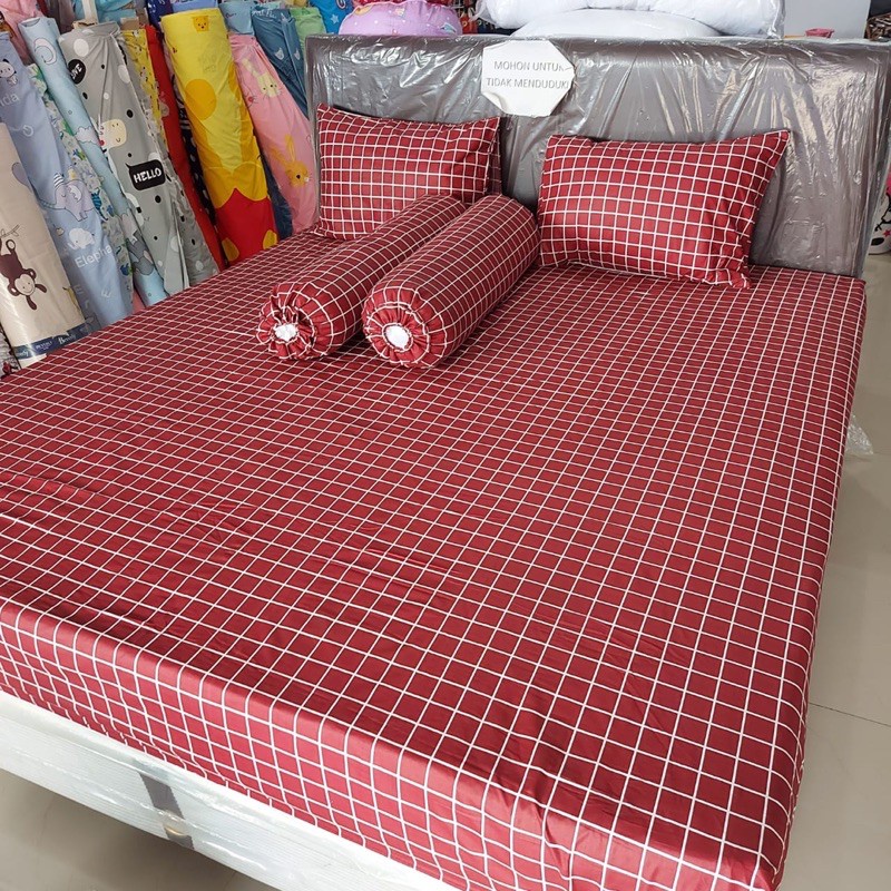 SPREI MOTIF AESTETIC KOTAK KOTAK SPREI KATUN LOKAL BAHAN KATUN DISPERSE ASLI ADEM TIDAK LUNTUR SPREI MURAH MOTIF MINIMALIS