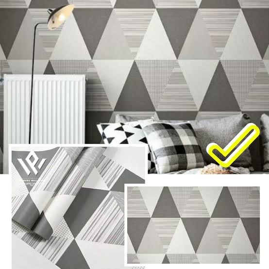 Wallpaper Dinding Sticker Dekorasi Rumah Kamar Dapur Motif Segitiga Hitam WPS Segitiga Hitam Terlari