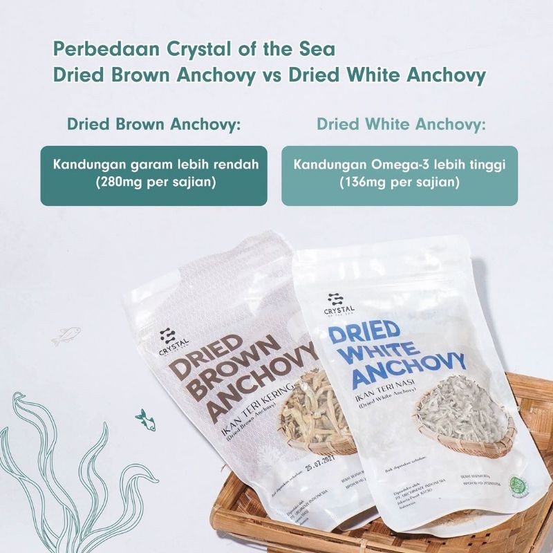 CRYSTAL OF THE SEA Dried White Anchovy / Brown / Udang Ebi Kering / Teri Jengki