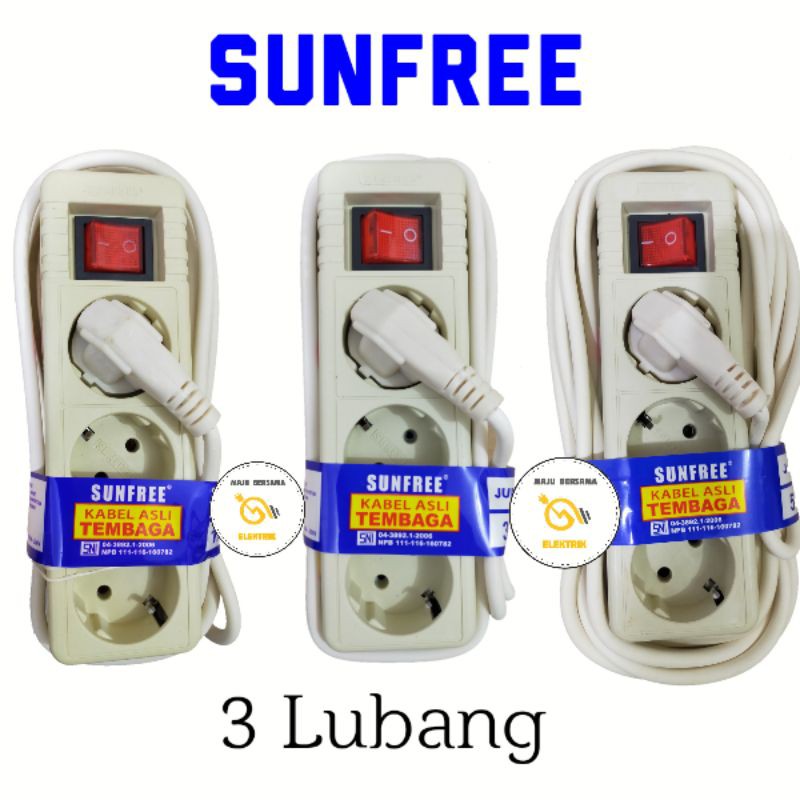 Stop kontak / Colokan listrik +On/Off lampu 3 Lb 1,5 meter / 3 meter / 5 meter Stopkontak sunfree