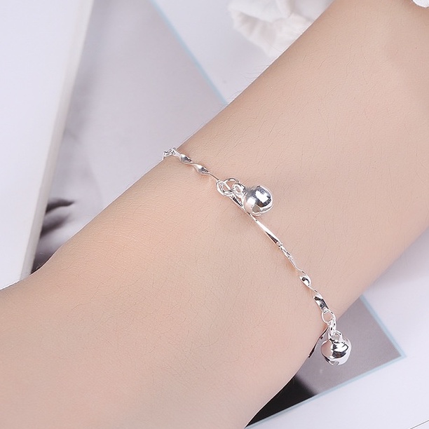 Gelang Tangan Wanita Gelang Perak 925 Double Layer Silver Gelang Titanium Wanita Anti Karat