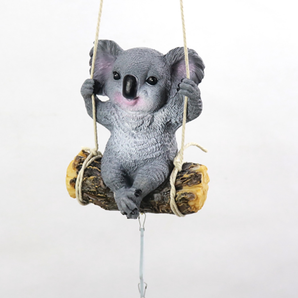 Resin Mini Lucu Ayunan Panda Koala Hewan Lonceng Angin Menggantung