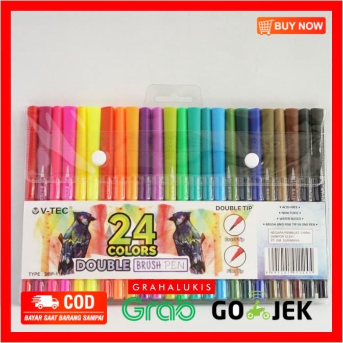 

(BISA COD) V-TEC DOUBLE BRUSH PEN SET 24 DBP-1124