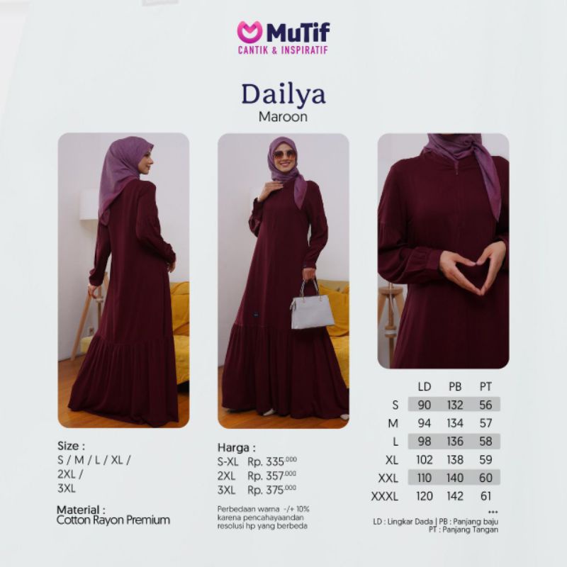 GAMIS MUTIF DAILYA MAROON MARUN