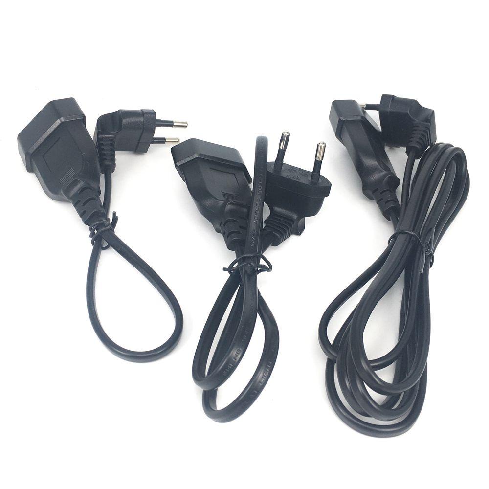 Agustina EU Power Adapter Cord PC 0.3M /0.6M Eropa Bulat 2Pin 90derajat Siku UPS PDU Kabel Ekstensi