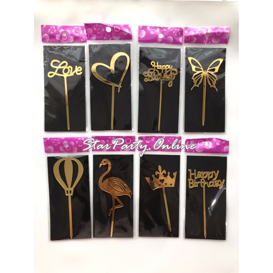 Topper Kue Acrylic Kecil Emas /Acrilyc Cake Topper Gold