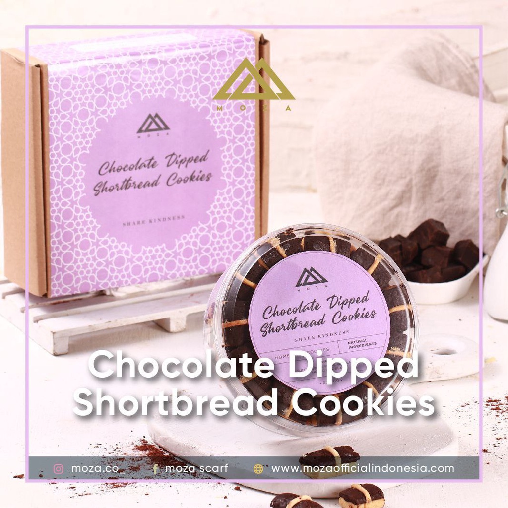

Hampers Cookies MOZA - Chocolate Dipped Shortbread Cookies