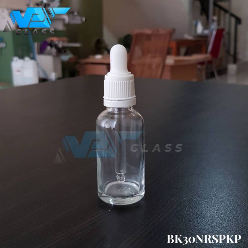 botol kaca pipet 30ml bening tebal / botol tetes 30ml / botol serum 30ml