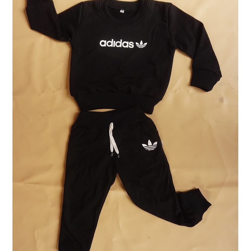 BAJU ANAK SETELAN SWEATER TRENING TRAINING JOGGER OLAHRAGA LAKILAKI/PEREMPUAN 2-12 thn-hitam adds