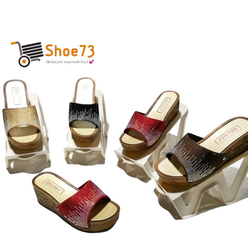 BARA BARA 2975 - KAJ SIZE 36-40 ORIGINAL l Sandal Selop Wedges jelly wanita l Sendal kokop wedges cewek impor