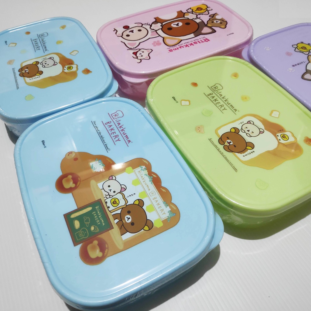 Tepak Wadah Makan Sangu Rilakuma Lucu Anak Tempat penyimpanan makanan 2 sekat Lunch Box bekal Plastik