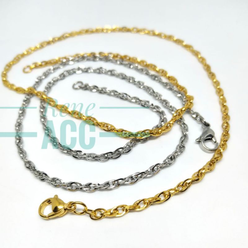 Kalung Titanium wanita gold silver panjang 45 cm anti karat