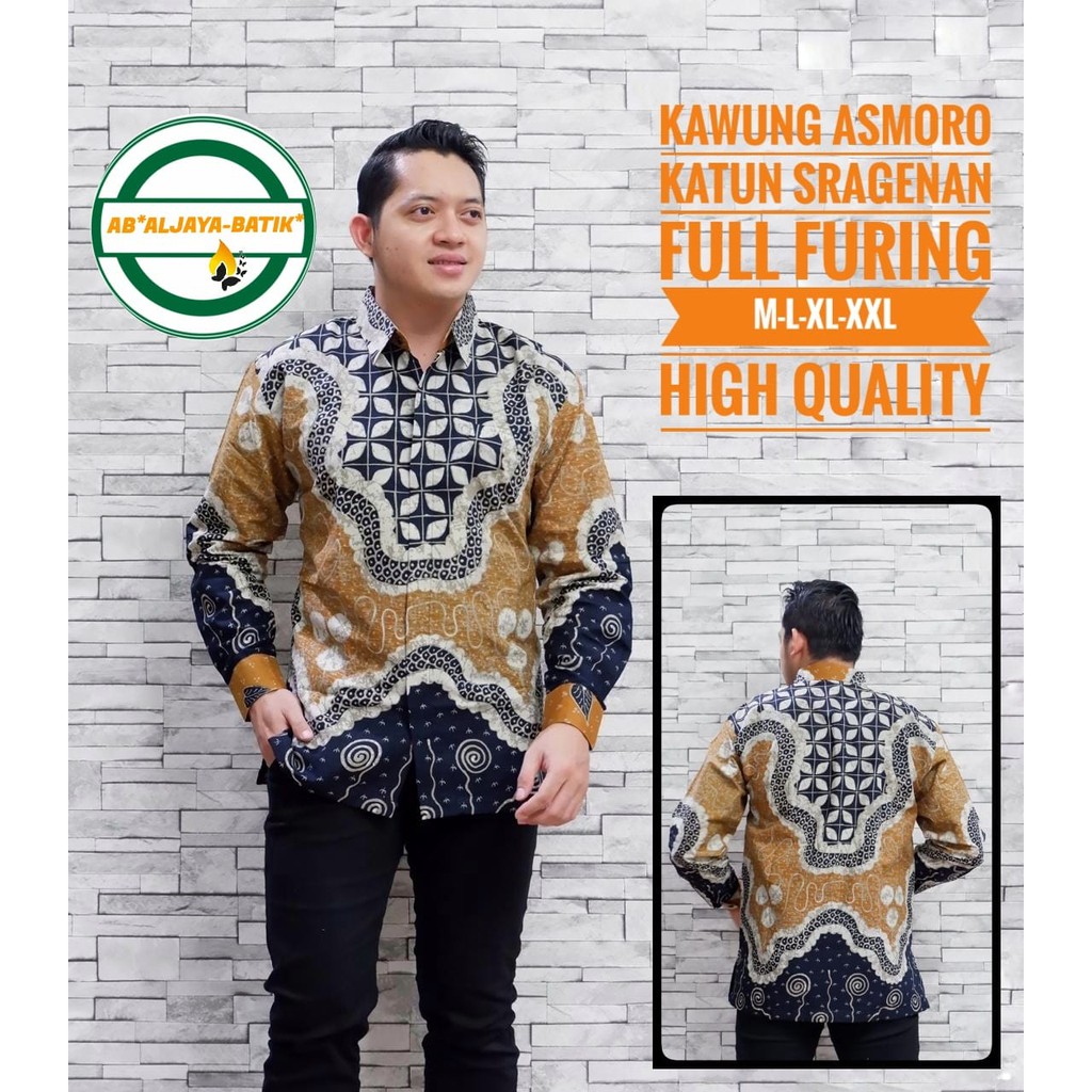 KAWUNG ASMORO Kemeja Batik Pria Lengan Panjang Katun Halus FULL FURING Batik Aljaya