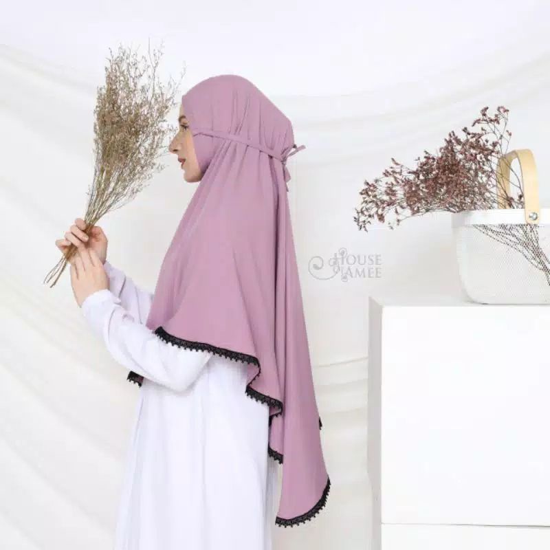Khimar tali maryam with lace warna KHAKI