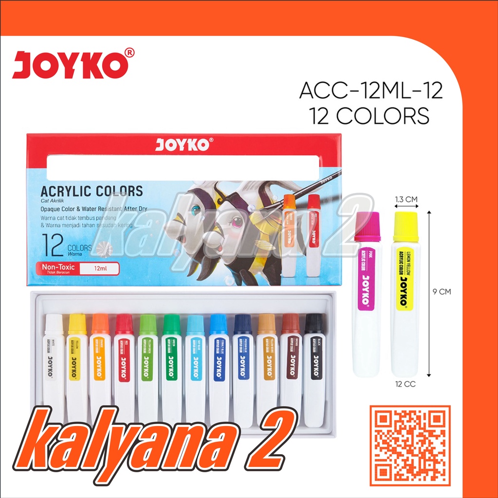 

Cat Akrilik / Acrylic Color JOYKO ACC-12ML-12 Warna / Colors