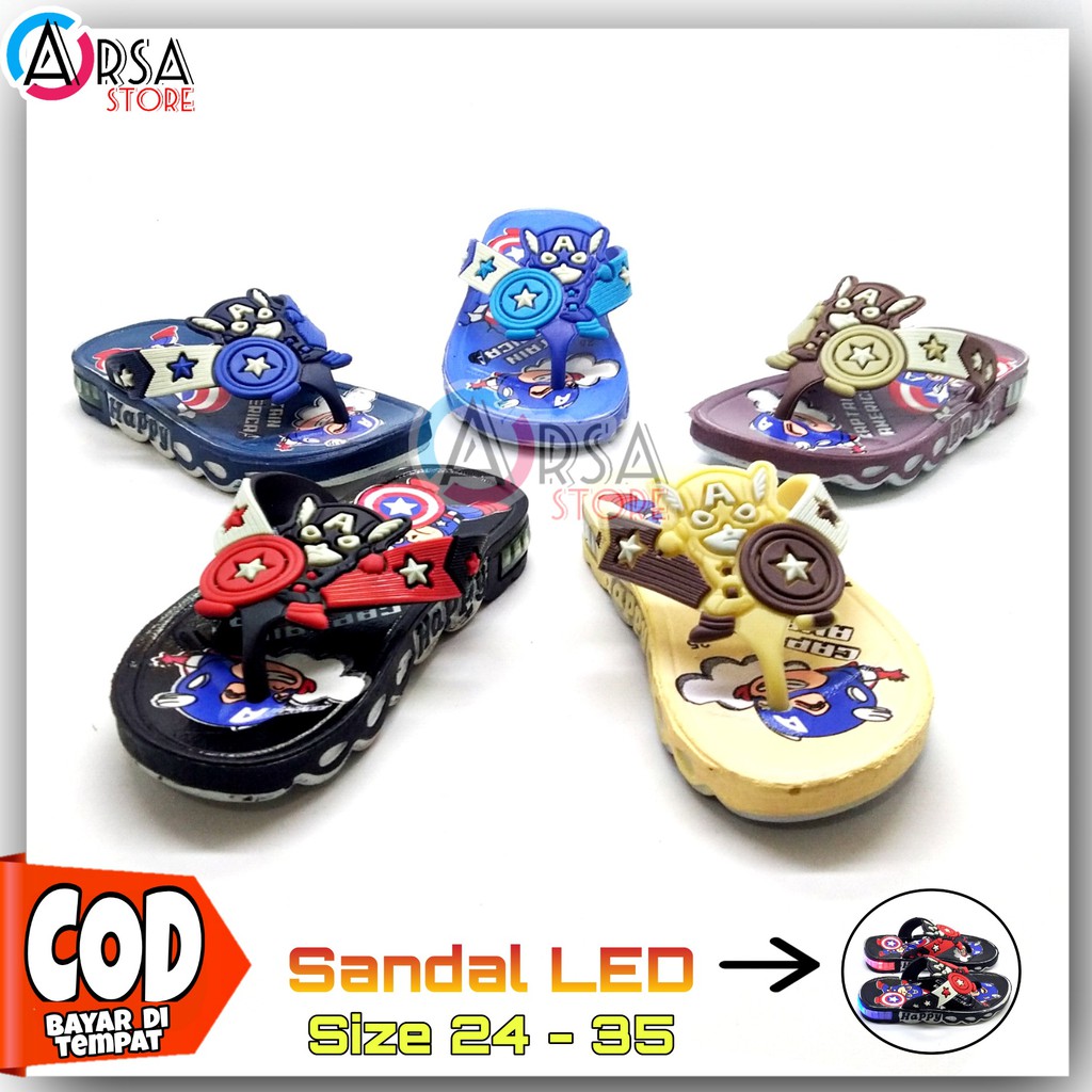 Sandal LED Anak Laki-Laki / Sandal Jepit Lampu / Sendal Nyala Murah / Kado Untuk Anak Usia 2-7 Tahun