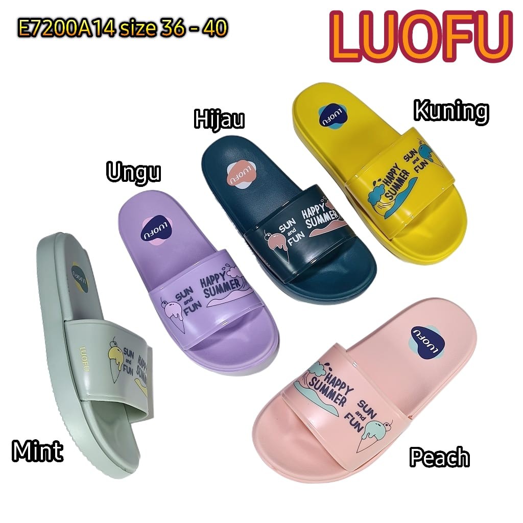 LUOFU ORIGINAL jelly sandal selop karet empuk murah cewek slide wanita kokop import E7200A14