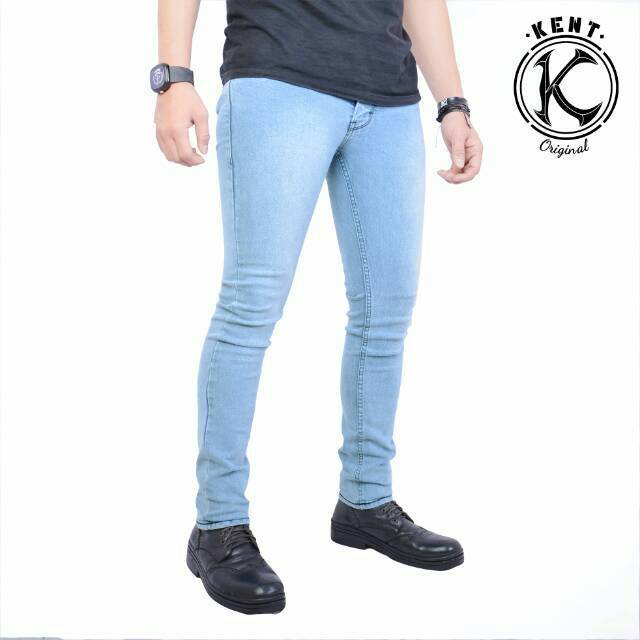 KENT Celana Jeans Panjang Pria Cowok Remaja Distro Original Bahan Melar Straight Jeans Slim Fit 32