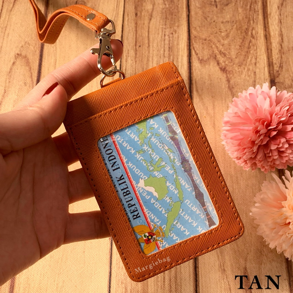 

MARIONE - ID Card Leher Pria wanita dompet kartu pengenal gantung leher Name Tag ID Card Holder Kulit Lanyard Termurah Berkualitas PU Leather Lanyard NameTag ID Card Holder