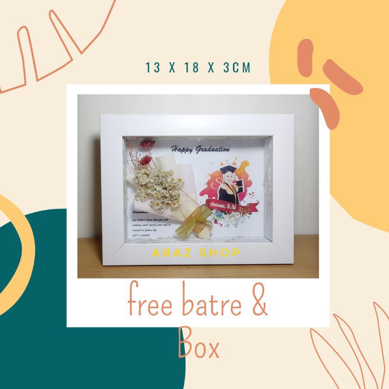 Araz bingkai frame 3D custom Foto kado buket bunga kering led figura wisuda ultah nikah