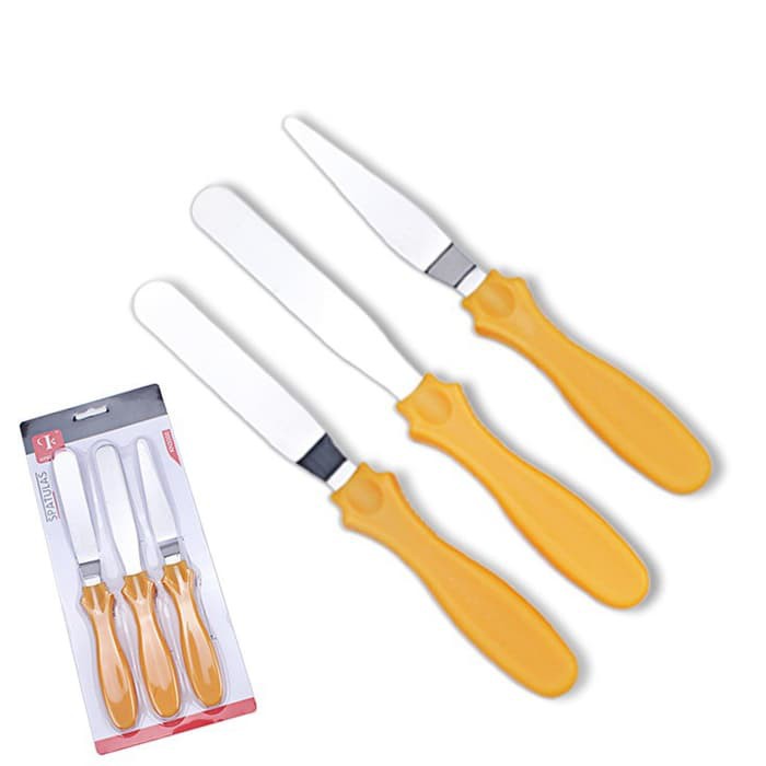 Set Cream Spatula Isi 3 Pcs Stainless Steel Pisau Dekor Mentega