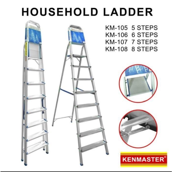 Tangga Kenmaster Km-108 Tangga 8 Step Pijakan Household Ladder