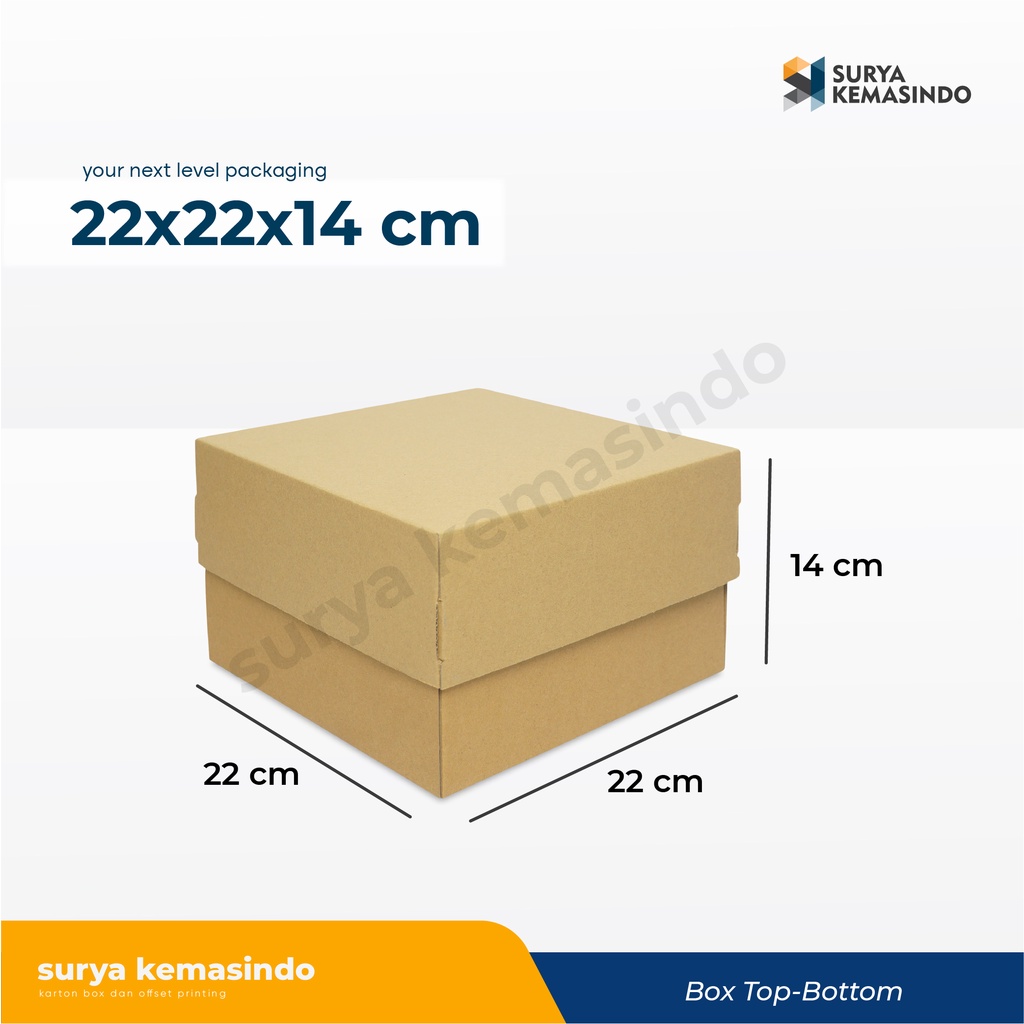 

Box 22x22x14 cm (Cinnamon Top/Bot) Tart/Puding/Kardus/Karton/Paking/kemasan/HampersBoxBoneka/tinggi14