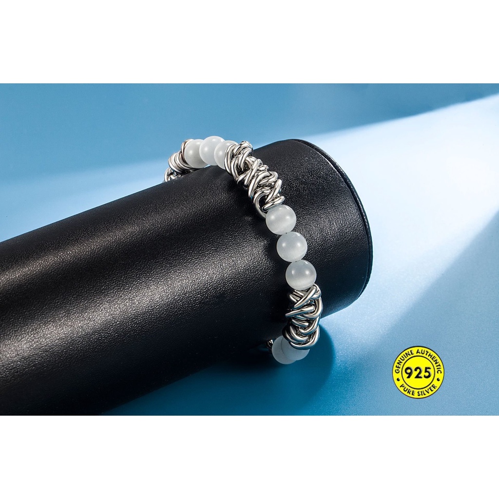 Gelang Opal Bahan S925 Silver Tahan Air Gaya Hip Hop Untuk Unisex U1002