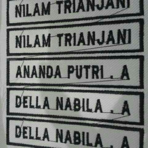 

Bordir Nama / Patch Nama / Name Tag / Papan Nama - Satu Baris