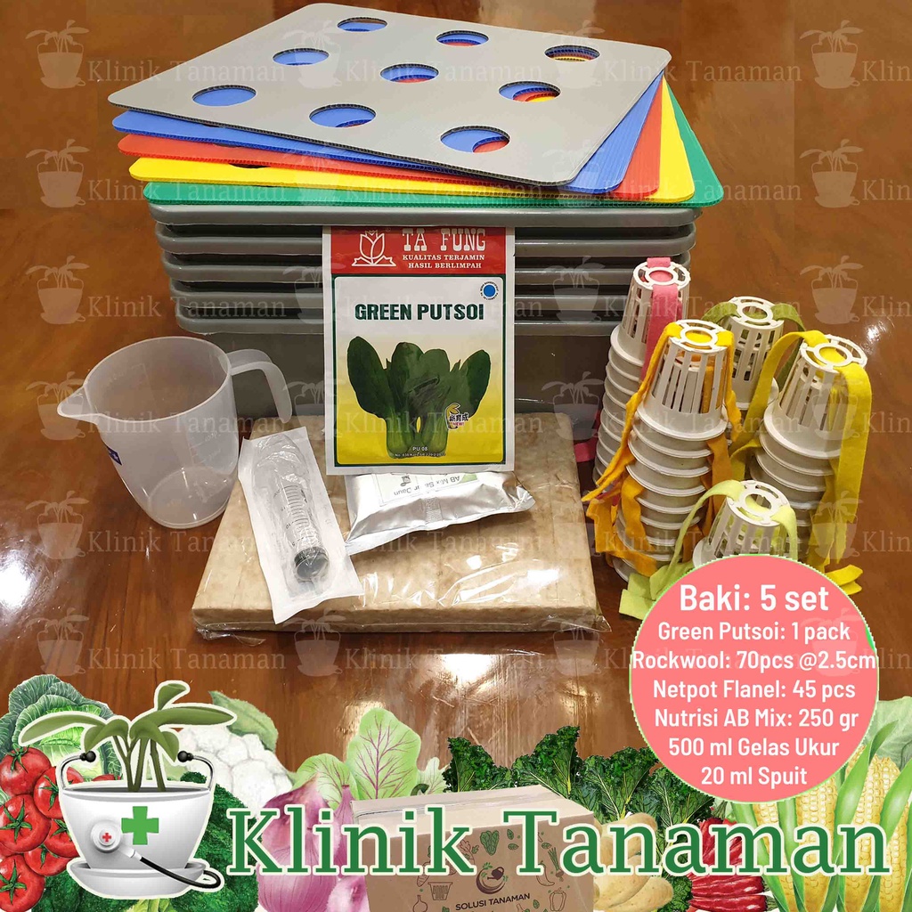 Jual Paket Hidroponik Set (5 set) Sistem Sumbu Wick System 9 Lubang