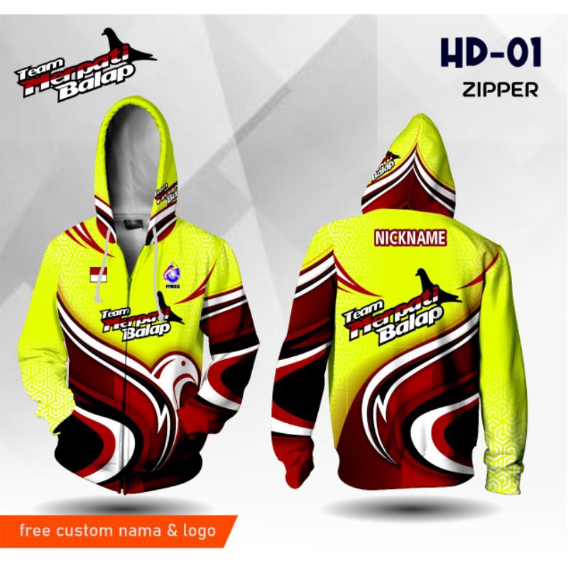 Hoodie merpati balap jersey zipper, hoodie jersey merpati balap