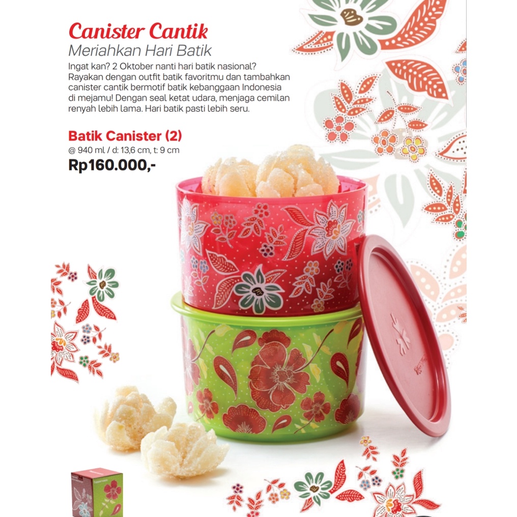 Tupperware Batik Canister toples makanan / tempat snack / permen / manisan