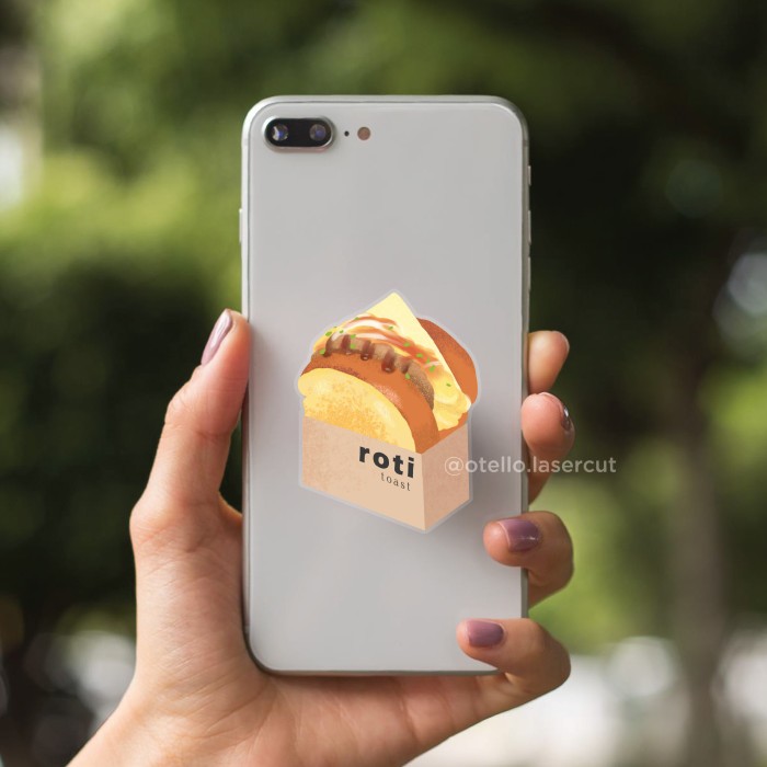 Griptok Sandwich Roti Toast Popstand HP Karakter Makanan Acrylic Lucu Pop Stand Socket Acrylic Grip