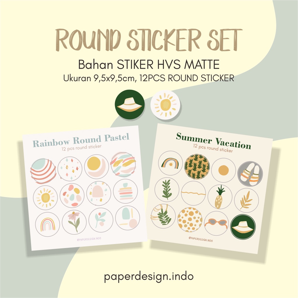 

ROUND STICKER SET VACATION RAINBOW STIKER LUCU TEMPELAN SCRAPBOOK, CASE HP, DLL