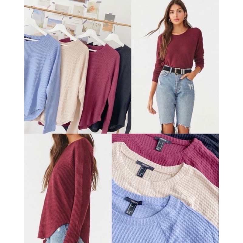 forever 21 oneck waffle knit/ forever 21 wanita