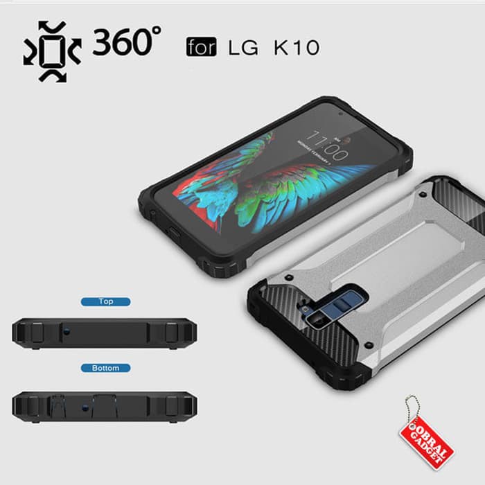 Hybrid Carbon Armor Case LG K10 Soft & Hard Slim Casing K430 2016 LTE