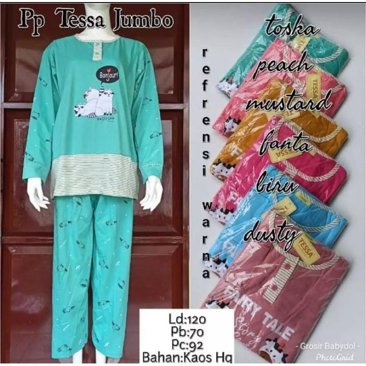 COD Baju Tidur Piyama Babydoll Wanita PP Jumbo Merek Tessa Premium Murah Karakter Terbaru