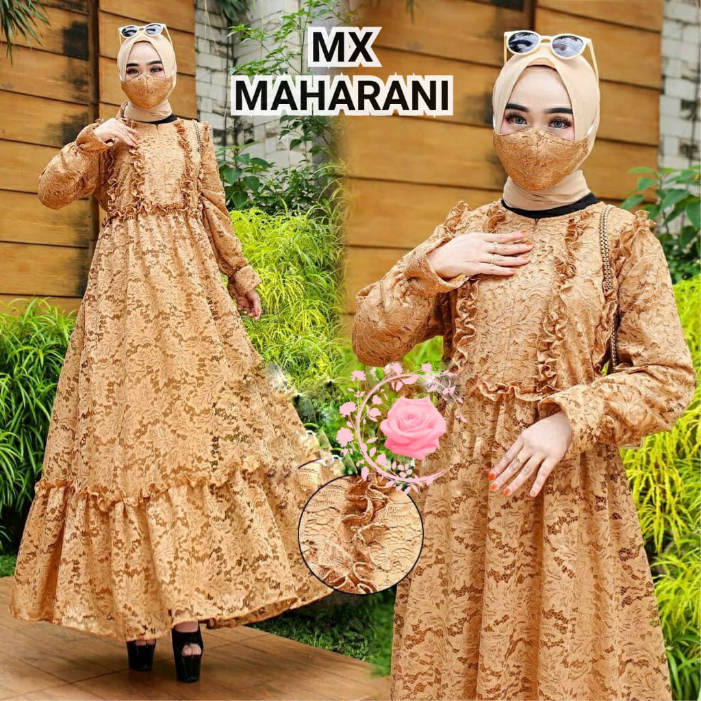 GAMIS BRUKAT MAHARANI MEWAH 4XL 3XL 2XL XL L / FREE MASKER BRUKAT / PAKAIAN PESTA / PAKAIAN PESTA TERLARIS