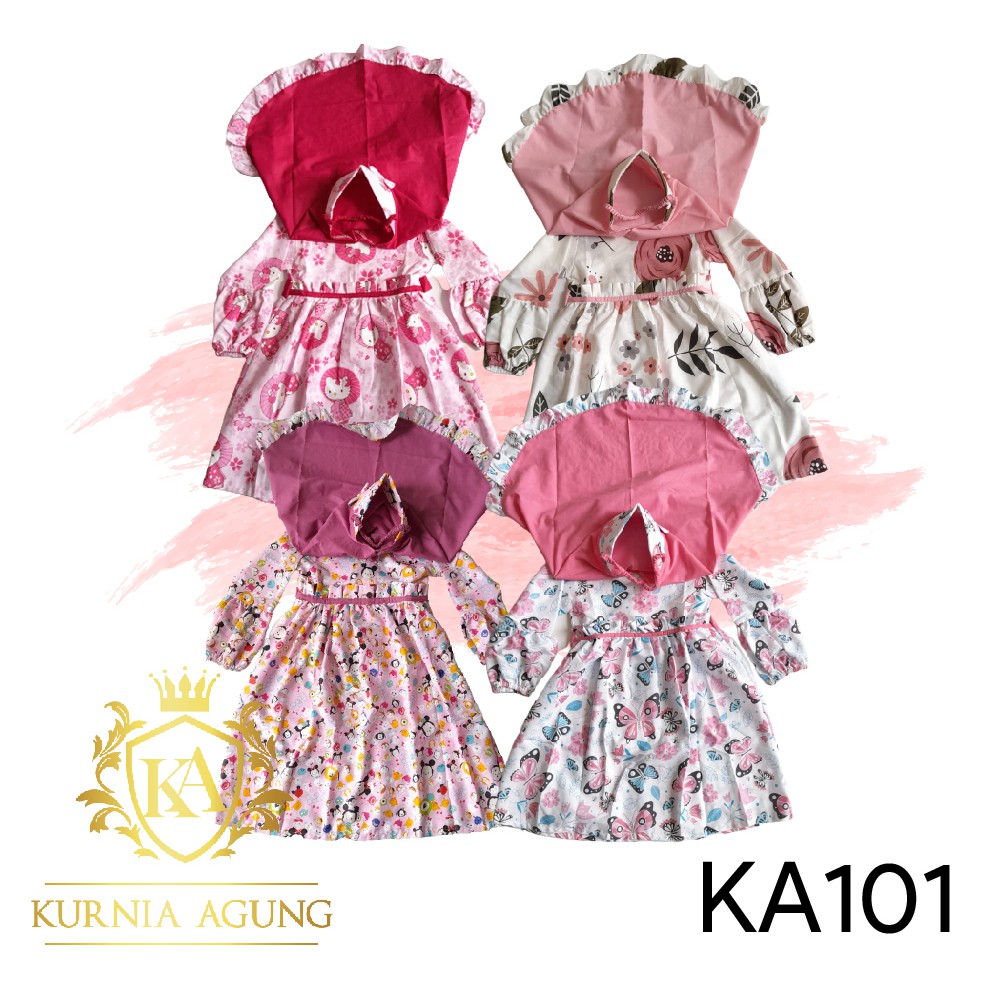 Gamis Baju Gaun Muslim Anak Perempuan 1-5 Tahun Pesta Murah KA101 Hello Kitty Tsum tsum