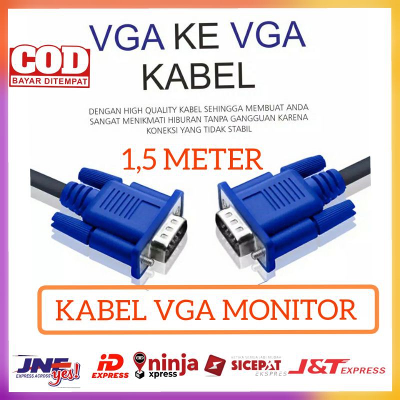 KABEL VGA MONITOR COMPUTER LCD/LED MALE TO MALE DIGITAL 1