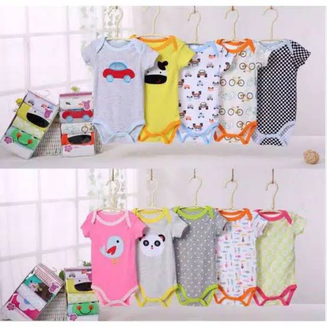 Jumper Bayi Lengan Pendek 5in1 Lovelle Cart's  3 6 9 12 Bulan