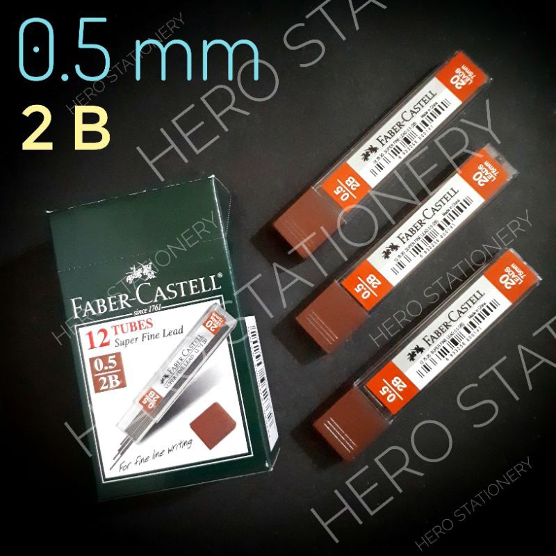

Isi pensil mekanik faber-castell 2B 0.5 mm . 12 tube