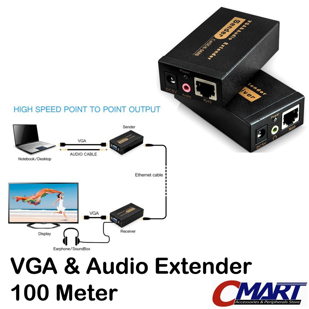 1080P VGA extender with audio over ethernet cat6//7 cable up to 100M